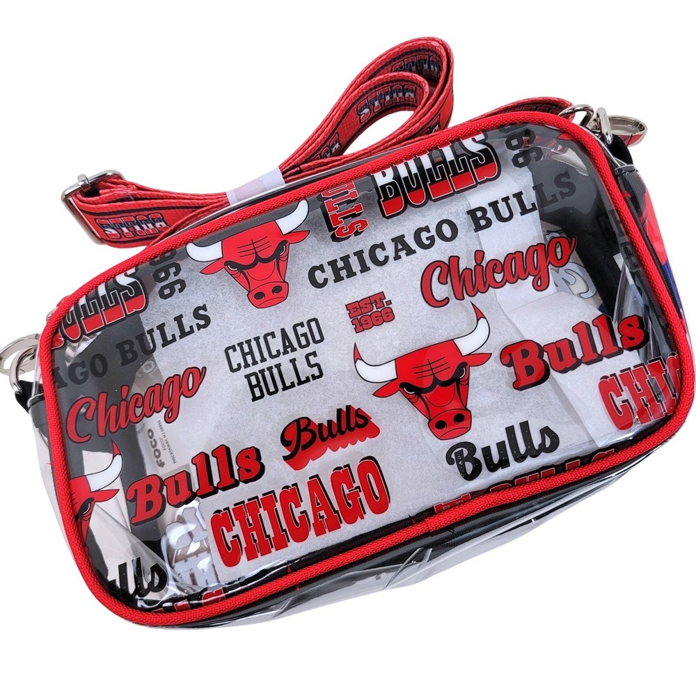 Chicago Bulls Clear Crossbody Bag Stadium Approved NBA FOCO‎ Red Black NWT